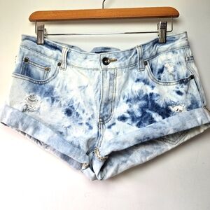 Billabong Acid Bleach Wash 90s Shortie Denim Jean Shorts 28